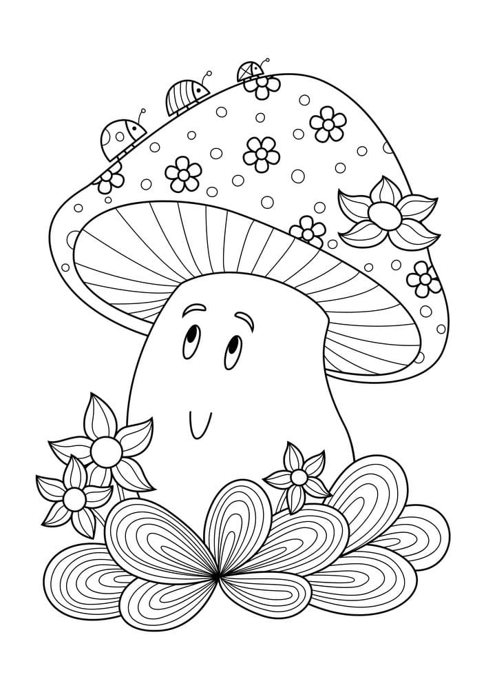Desenho Lindo Cogumelo para Colorir