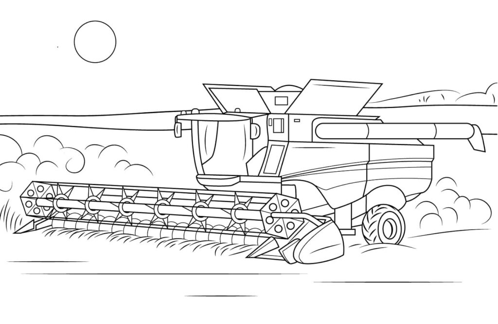 Desenho de Colheitadeira para Crianças de 3 Ano para Colorir