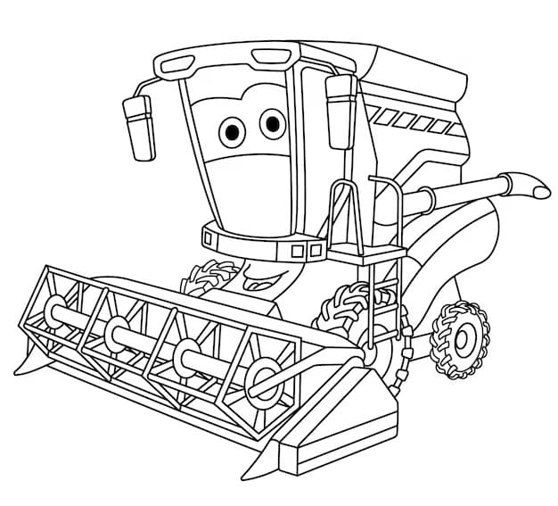Desenho de Colheitadeira de Desenho Animado para Colorir