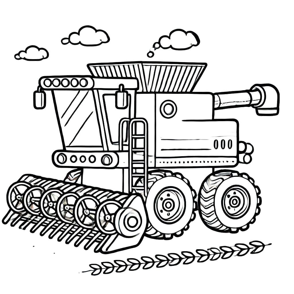 Desenho de Colheitadeira de Fazenda para Colorir