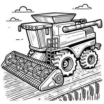 Desenho de Foto de Colheitadeira para Colorir