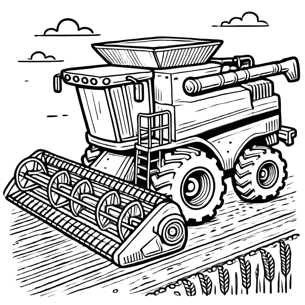 Desenho de Foto de Colheitadeira para Colorir