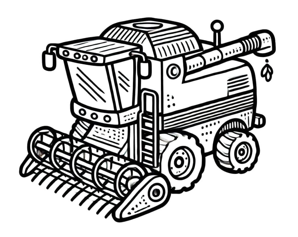 Desenho de Imagem de Colheitadeira para Colorir