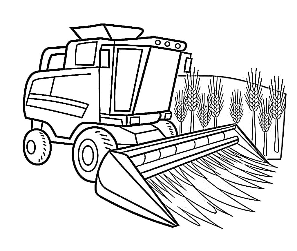Desenho de uma Colheitadeira de Fazenda para Colorir