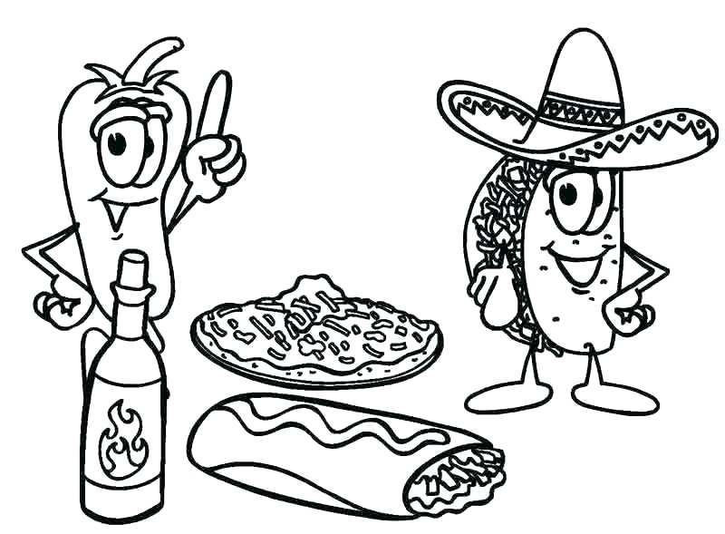 Desenho de Comida Engracada para Pintar Giz de Cera