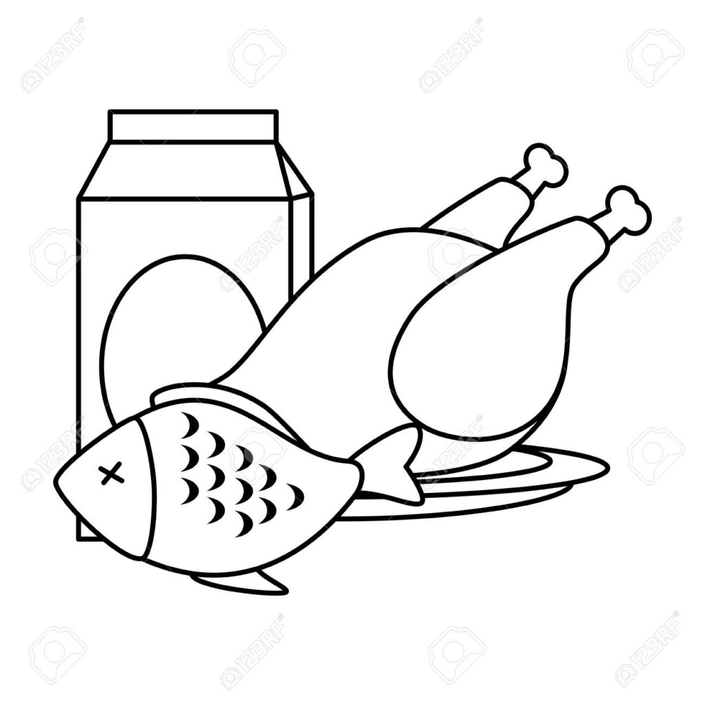 Desenho de Comida no Prato para Imprimir