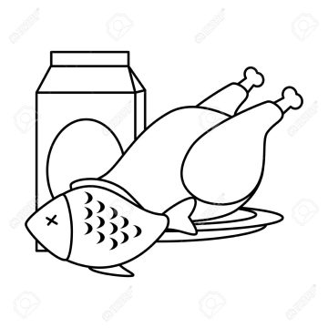 Desenho de Comida no Prato para Imprimir