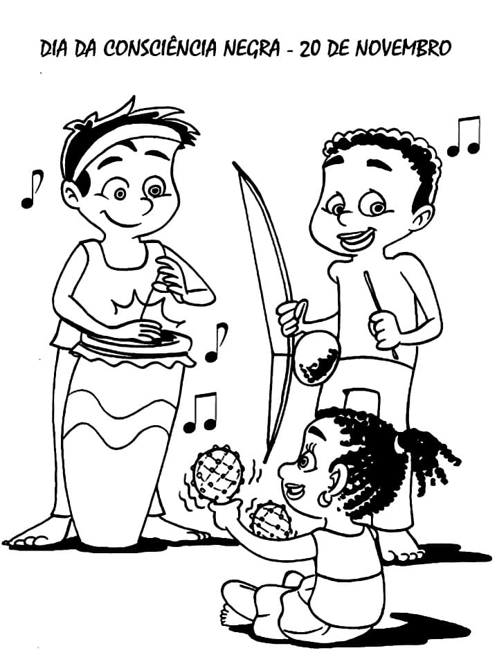 Desenho de Consciência Negra Download Pdf para Colorir
