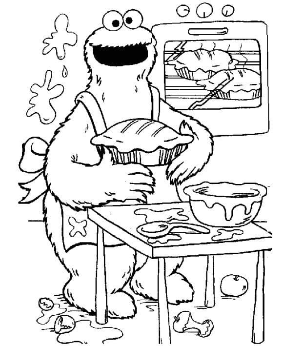 Desenho de Cookie Monster Bonito para Colorir Pdf