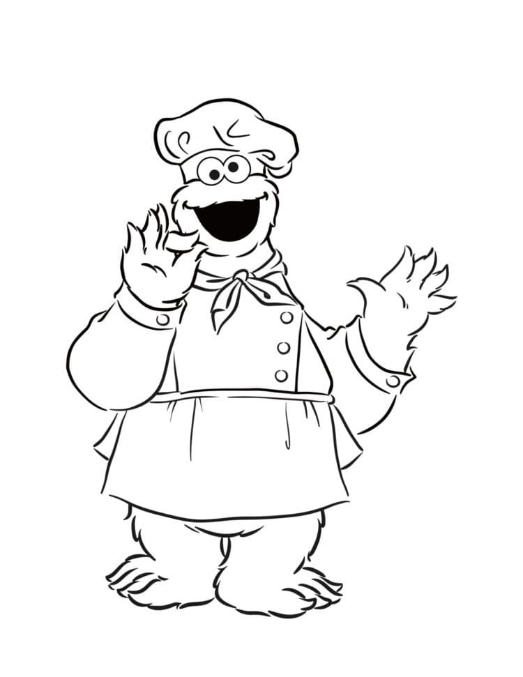 Desenho de Cookie Monster Colorido para Colorir Pdf