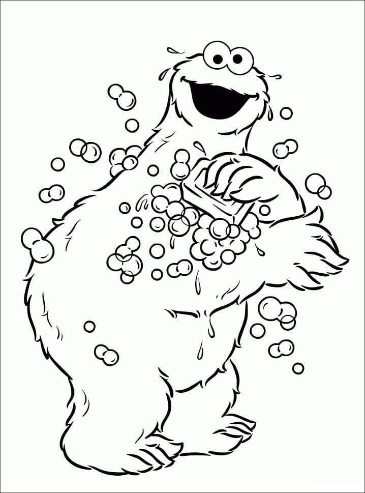 Desenho de Cookie Monster com Leite para Colorir