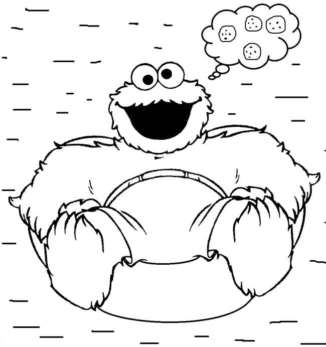 Desenho de Cookie Monster Detalhado para Colorir Pdf