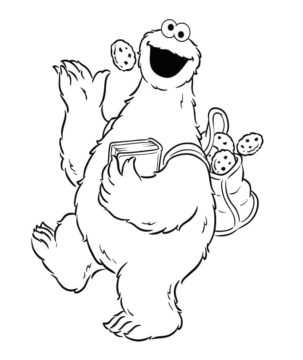 Desenho de Cookie Monster Fofo para Colorir Pdf