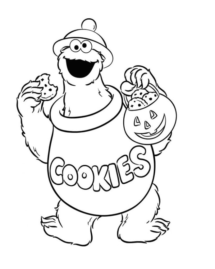 Desenho de Cookie Monster Grande para Colorir Pdf