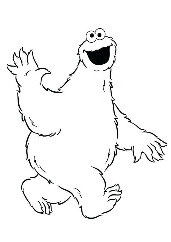 Desenho de Cookie Monster na Cozinhá para Imprimir
