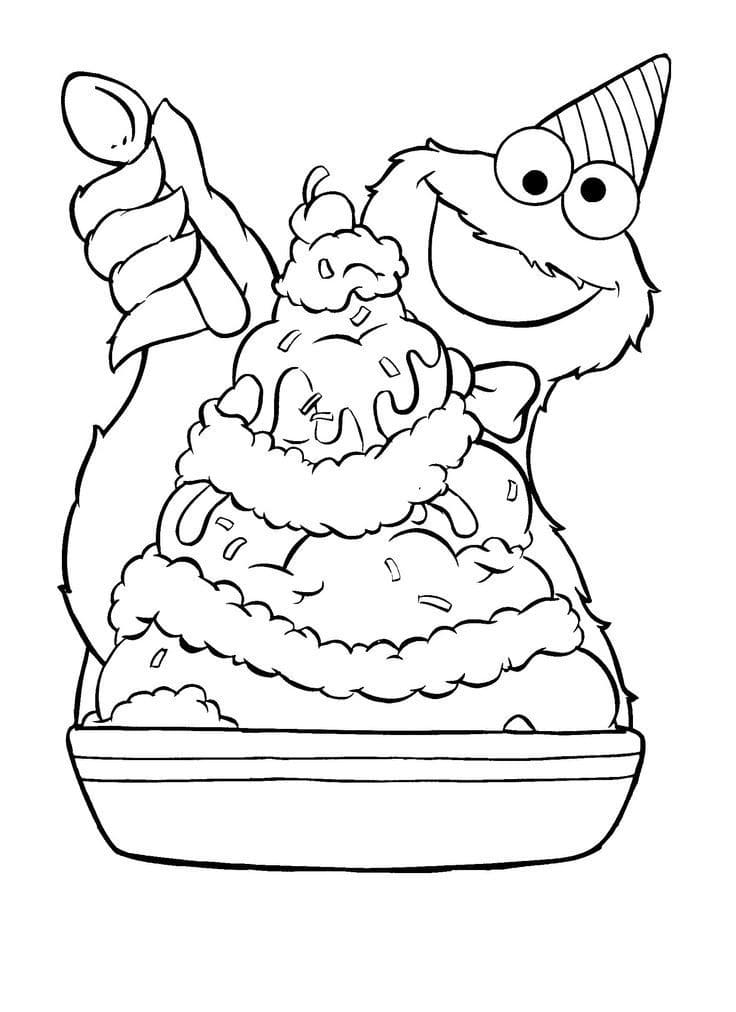 Desenho de Cookie Monster para Imprimir Lápis de Cor