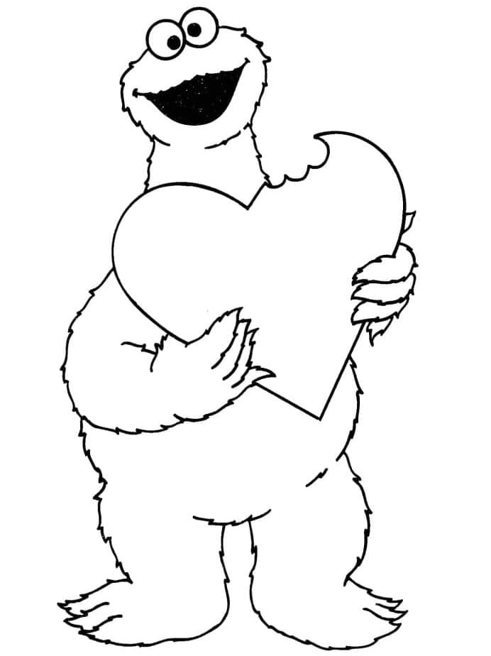 Desenho de Cookie Monster Simples para Imprimir Lápis de Cor