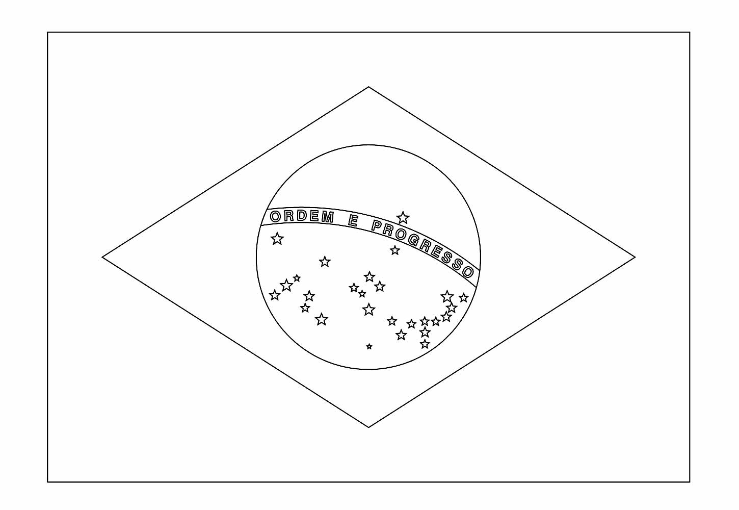 Desenho da Copa do Mundo Bandeira do Brasil para Colorir