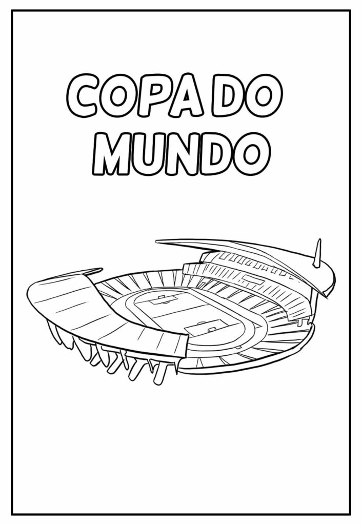 Desenho da Copa do Mundo Estádio de Futebol para Colorir