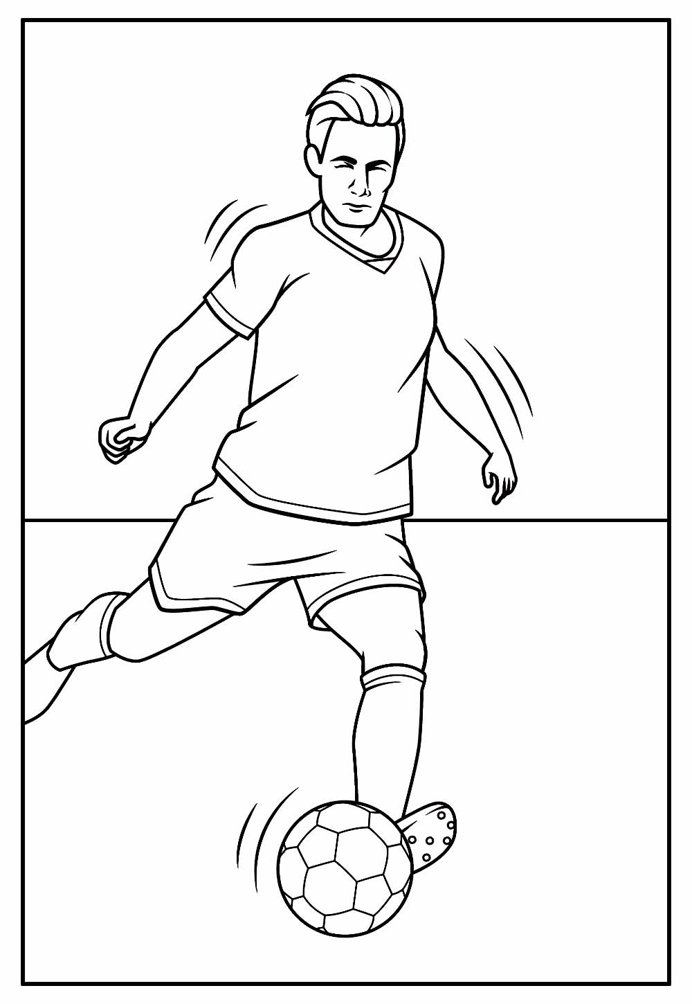 Desenho da Copa do Mundo Jogador Chutando Bola para Colorir