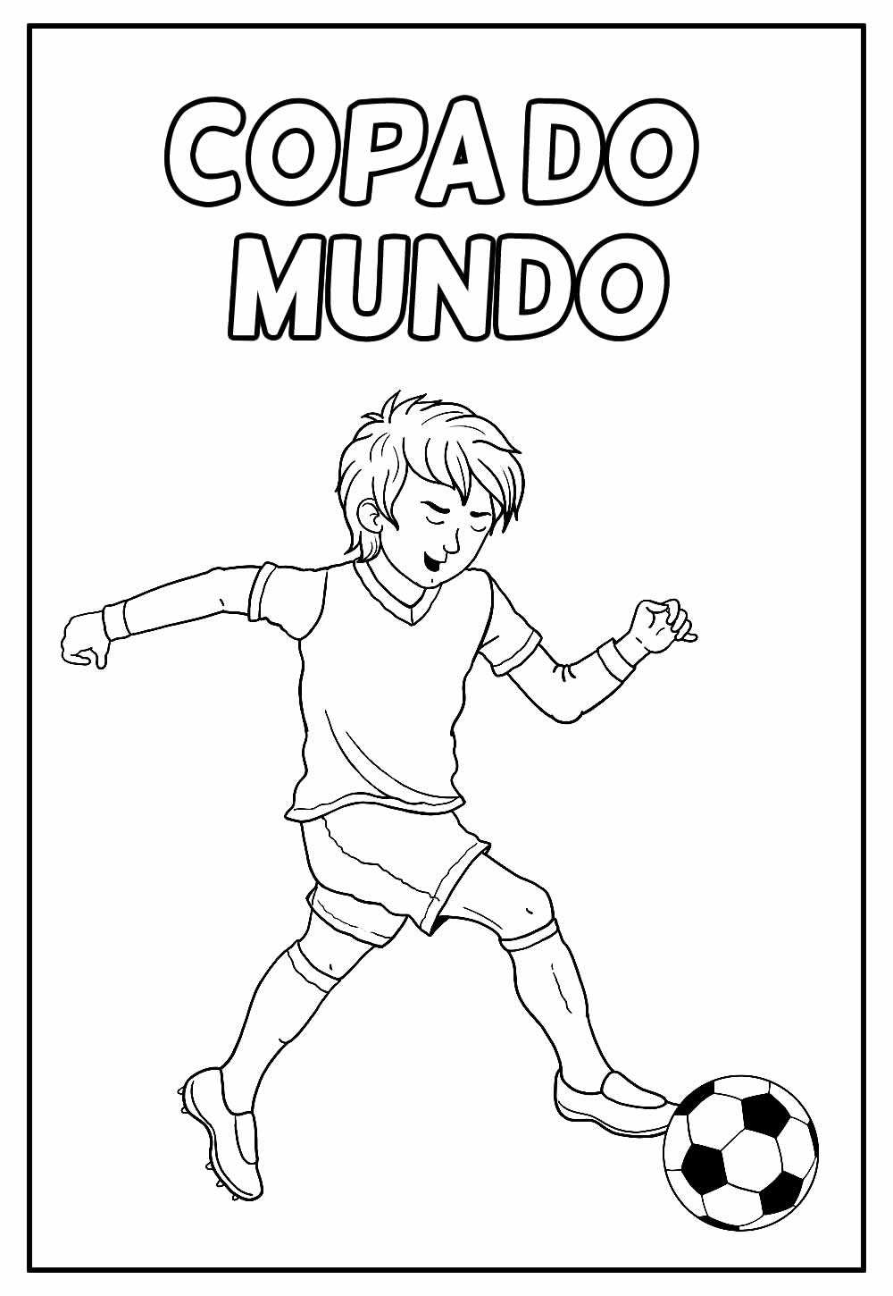 Desenho da Copa do Mundo Jogador Correndo para Colorir