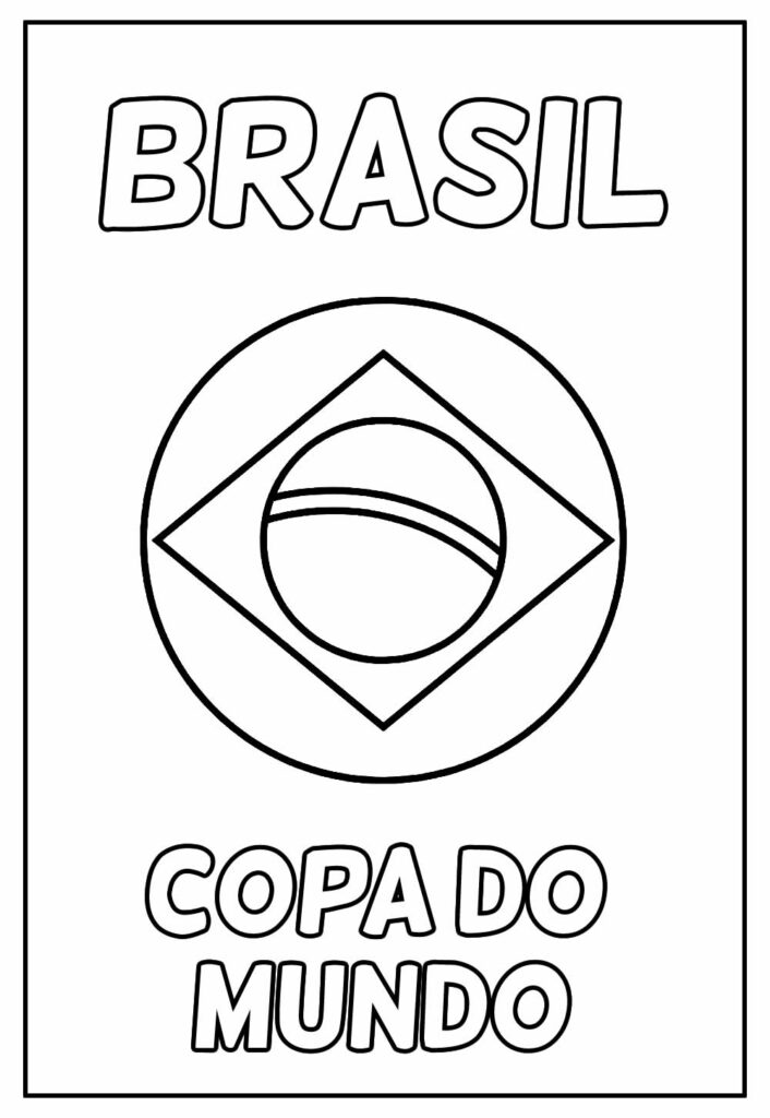 Desenho do Brasil na Copa do Mundo para Colorir