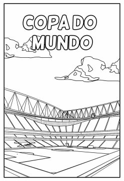 Desenho em Pdf estádio da Copa do Mundo para Colorir