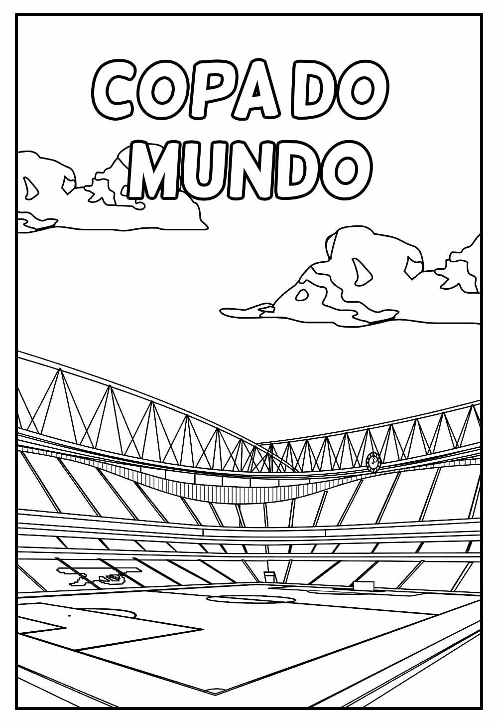 Desenho em Pdf Estádio da Copa do Mundo para Colorir