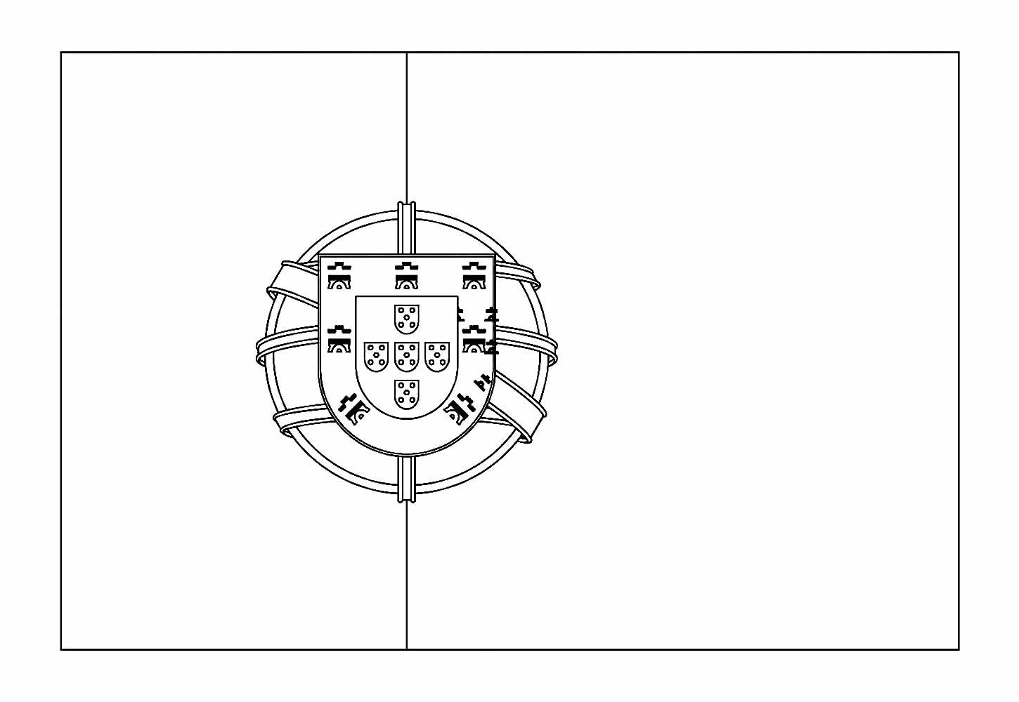 Desenho Imprimivel Bandeira de Portugal da Copa do Mundo para Colorir