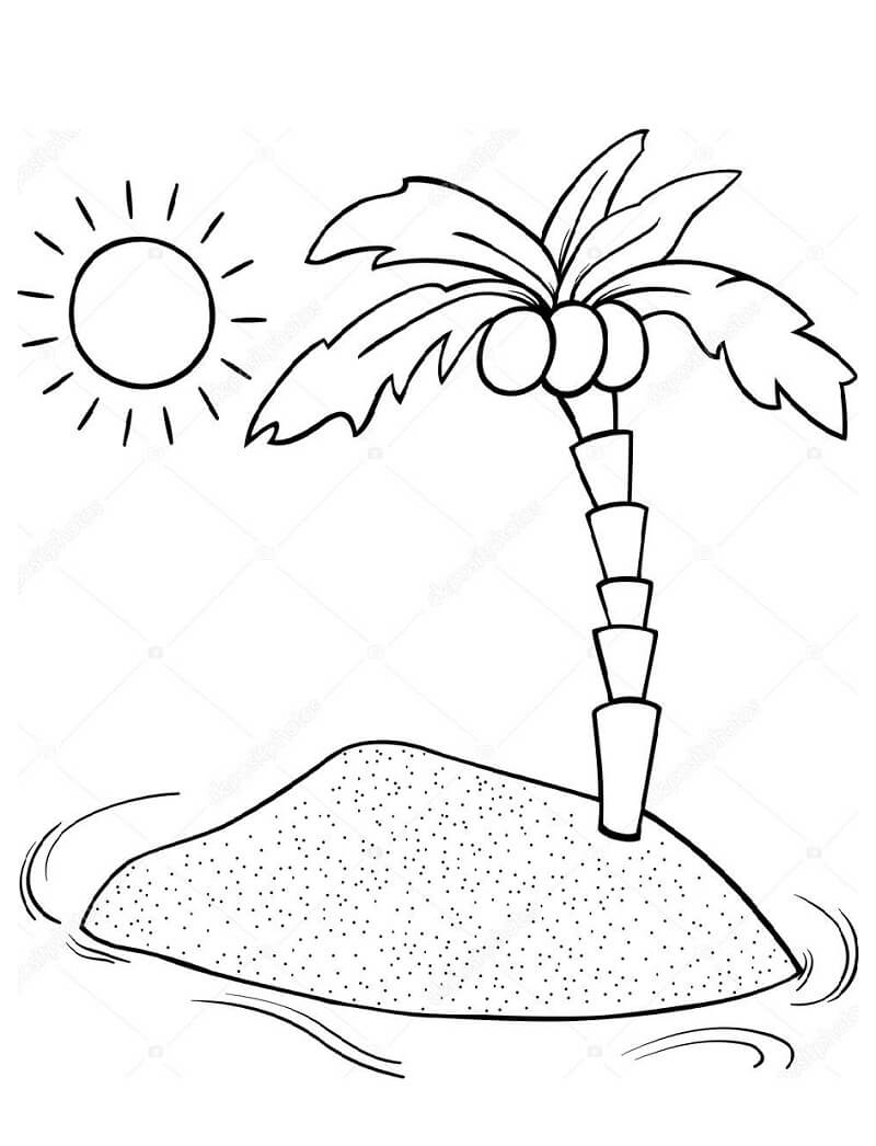 Desenho de Coqueiro para Imprimir Lápis de Cor