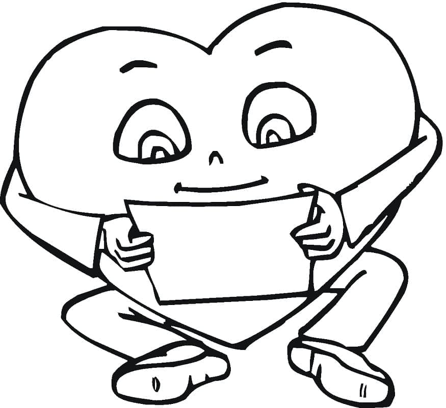 Desenho de Coração Feliz para Colorir
