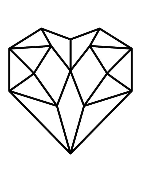Desenho de Coração de Diamante para Colorir
