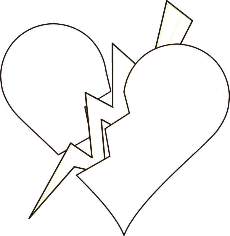 Desenho de Coração e Relâmpago para Colorir