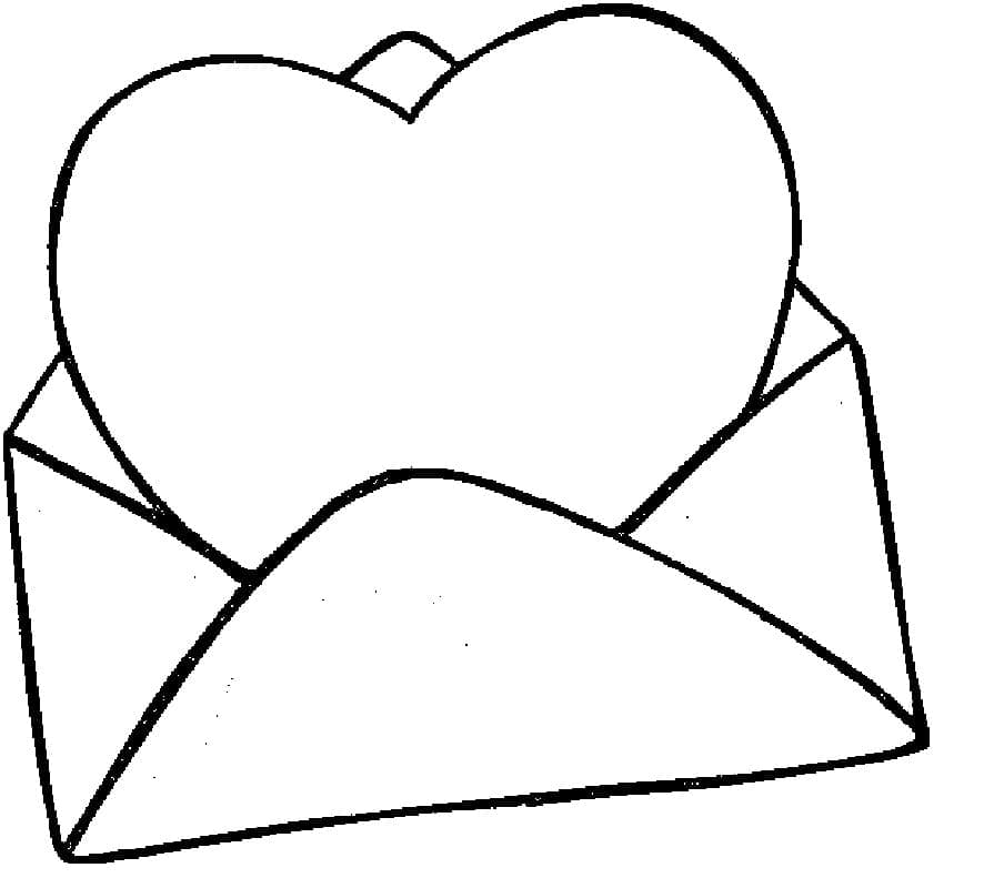 Desenho de Coração em Carta para Colorir