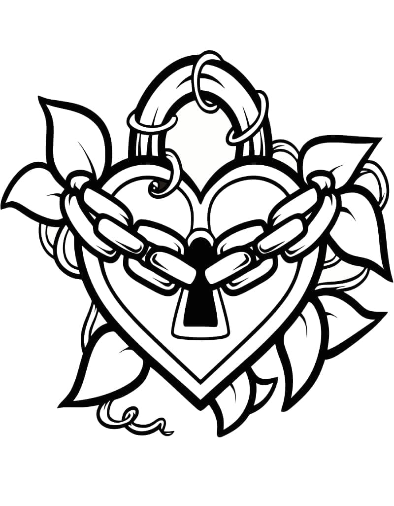 Desenho de Fechadura de Coração para Colorir