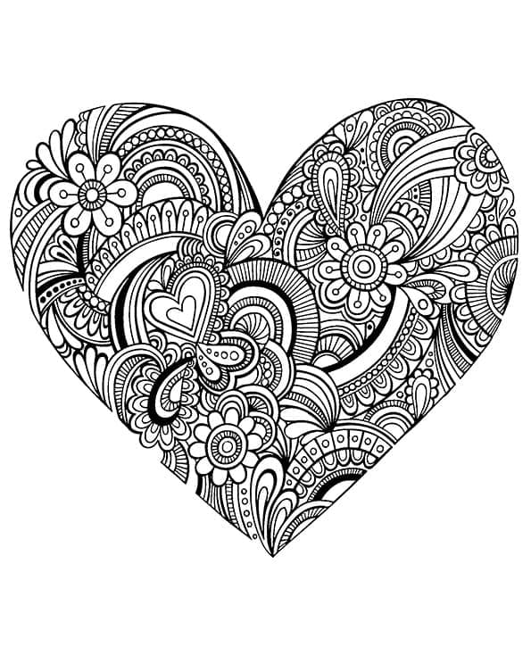 Desenho de um Coração Maravilhoso para Colorir