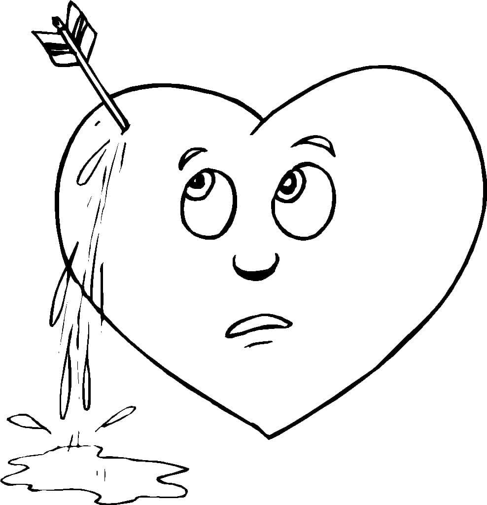 Desenho de um Coração Triste para Colorir