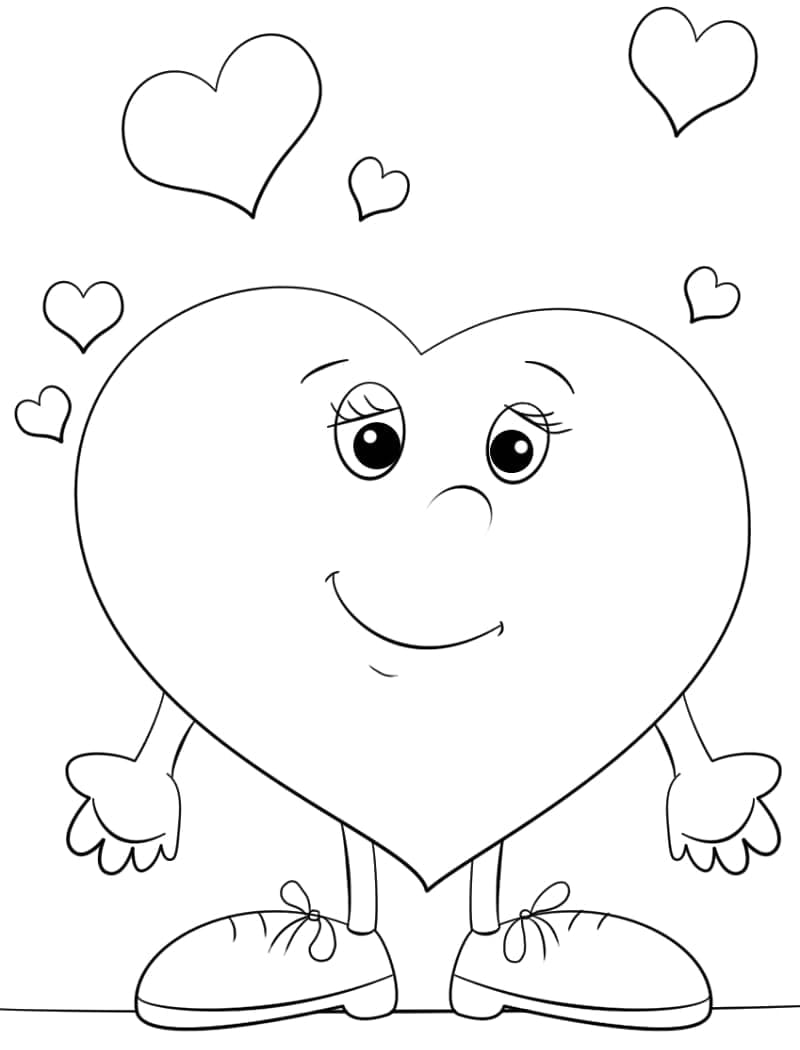 Desenho de um Coração de Desenho Animado para Colorir
