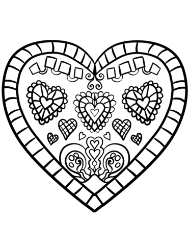 Decorated Heart Coloring Page