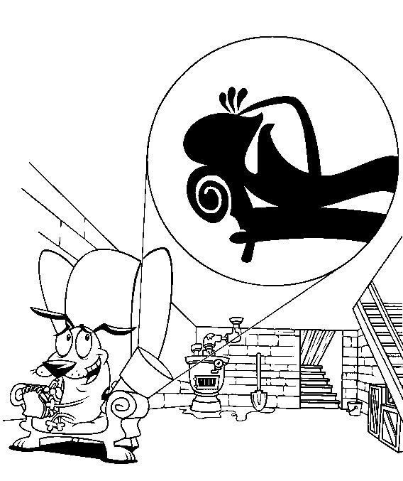 Desenho de Coragem o Cão Covarde com Muriel para Colorir