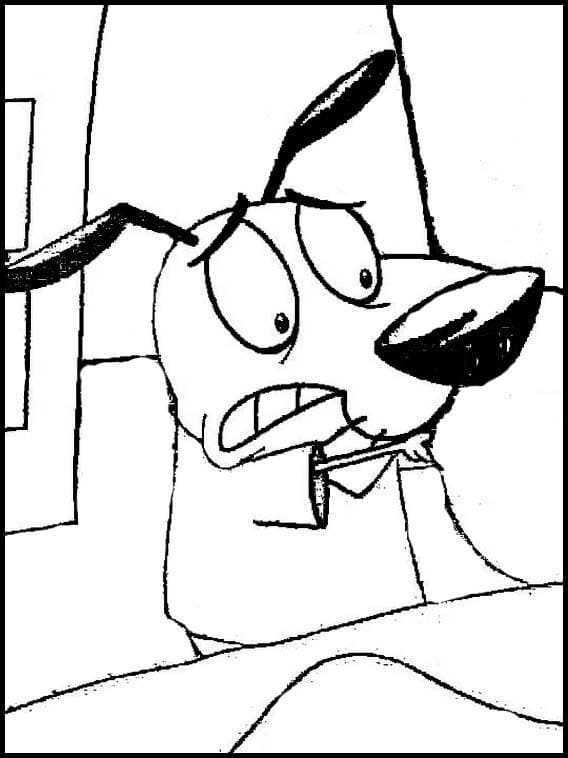 Desenho de Coragem o Cão Covarde na Casa para Imprimir