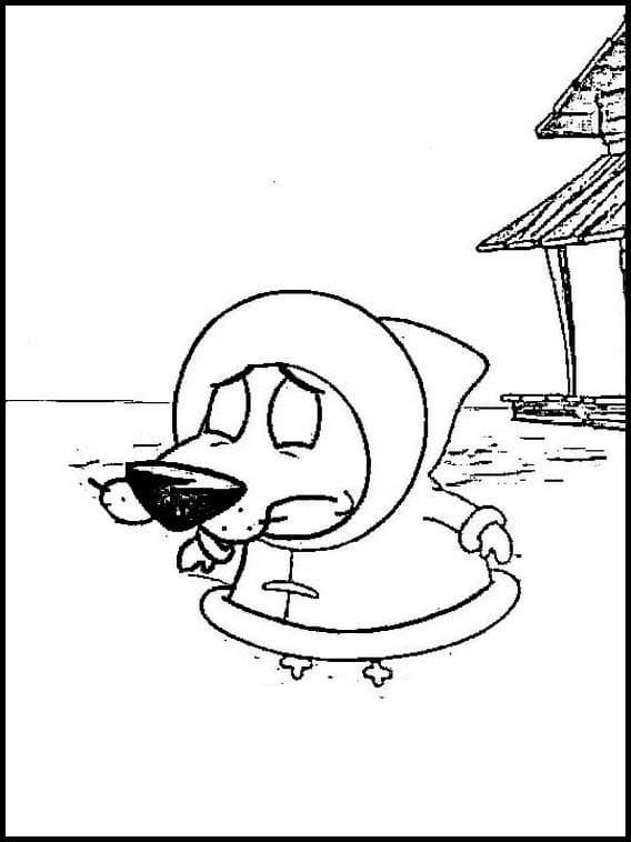 Desenho de Coragem o Cão Covarde Pequeno para Imprimir Lápis de Cor