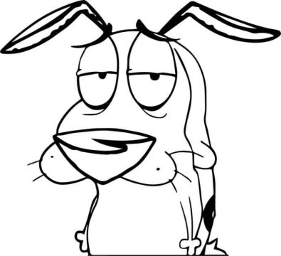 Desenho de Coragem O cão Covarde Simples para Imprimir lápis de Cor