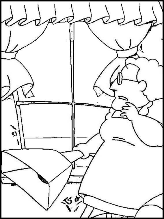 Desenho de Muriel Bagge Limpando a Casa para Colorir