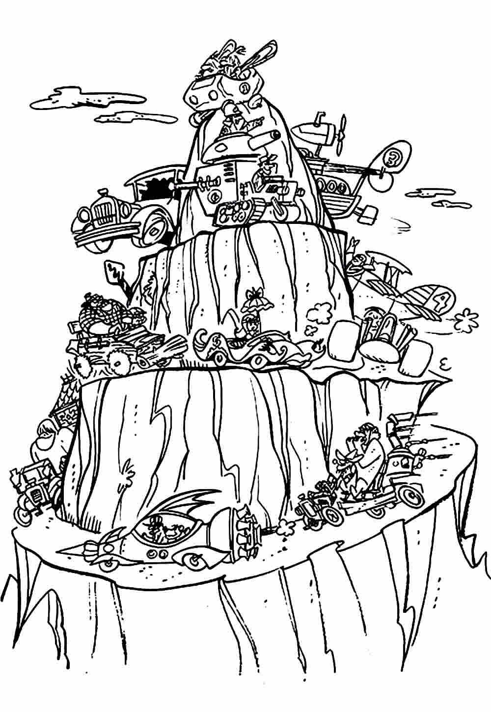 Desenho de Corrida Maluca com Carros para Colorir