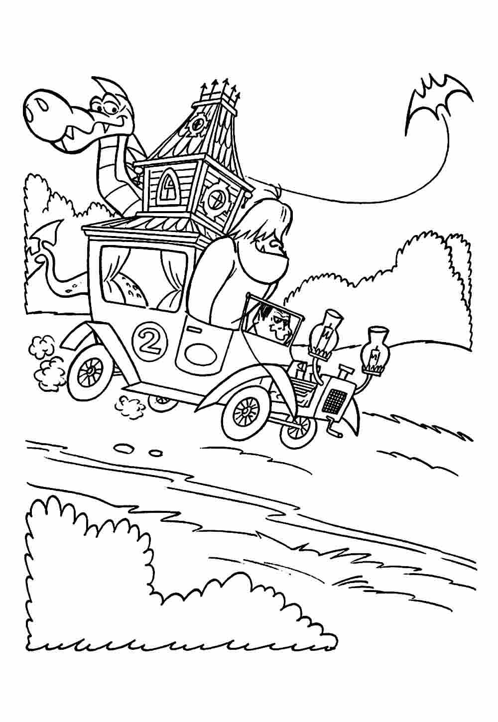 Desenho de Corrida Maluca com Personagens para Imprimir