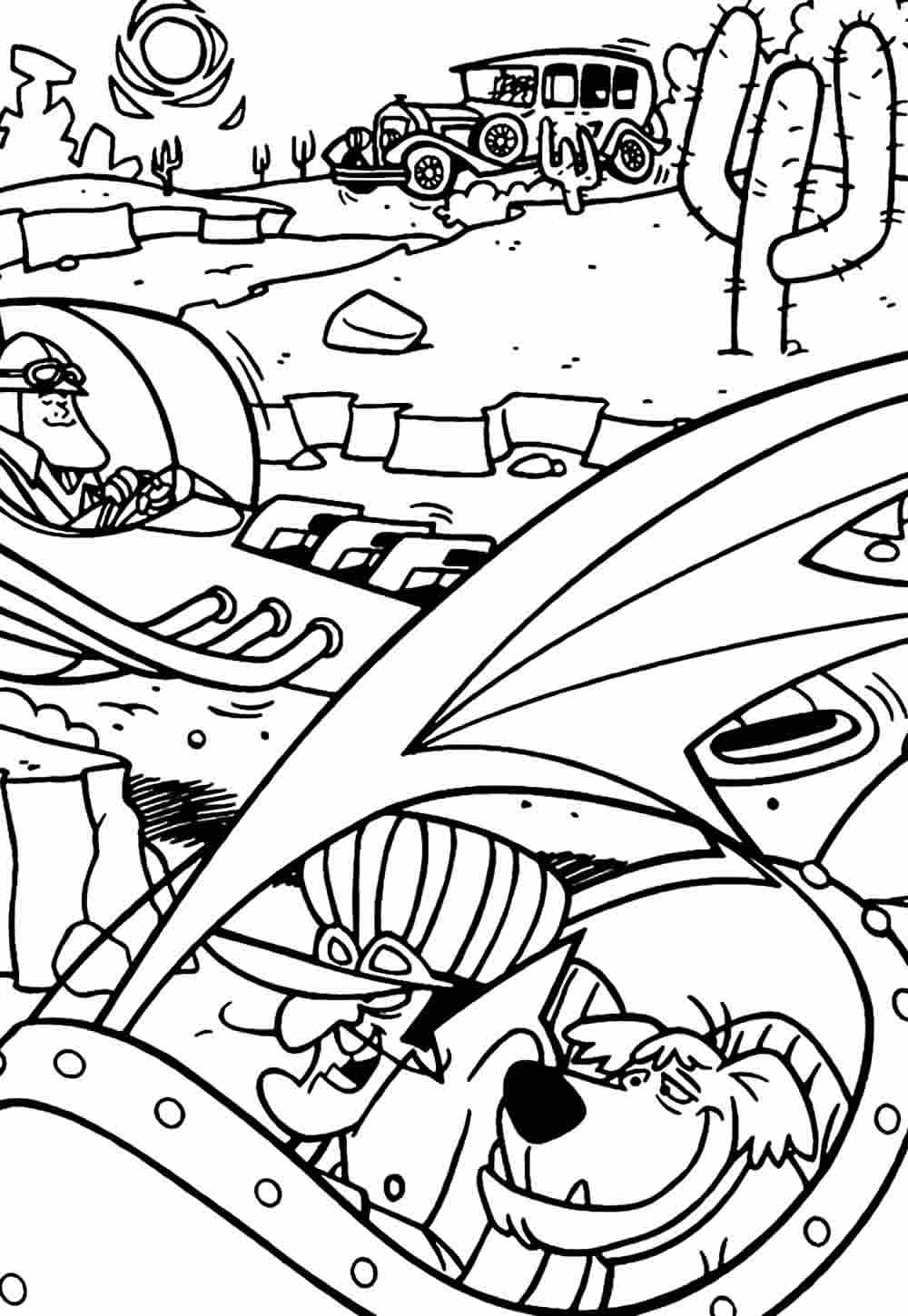 Desenho de Corrida Maluca Detalhada para Colorir Pdf