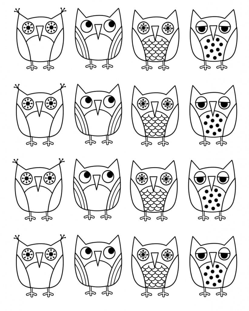 Desenho de Lindas Corujas para Colorir