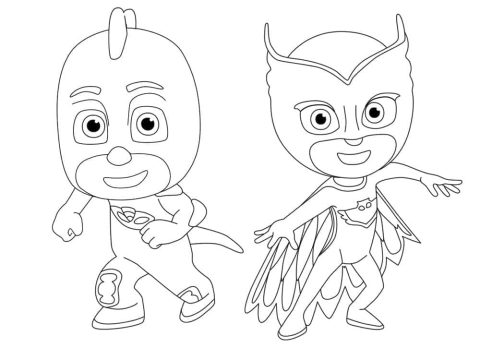 Desenho de Lagartixo e Corujita para Colorir