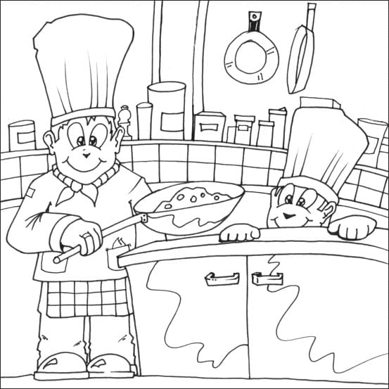 Desenho de Cozinhá Infantil para Colorir